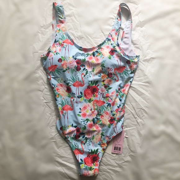 NWT Emme Jordan One Piece Bathing Suit Tropical Flamingo Print Small - Picture 3 of 9